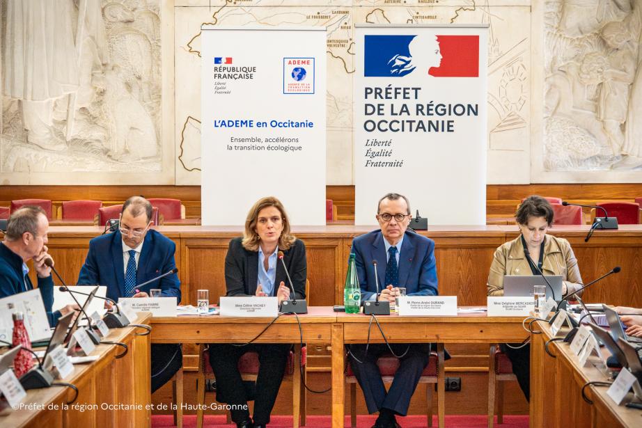  Céline Vachey, directrice régionale de l'Ademe et  Pierre-André Durand, préfet de la région Occitanie. (Photo 