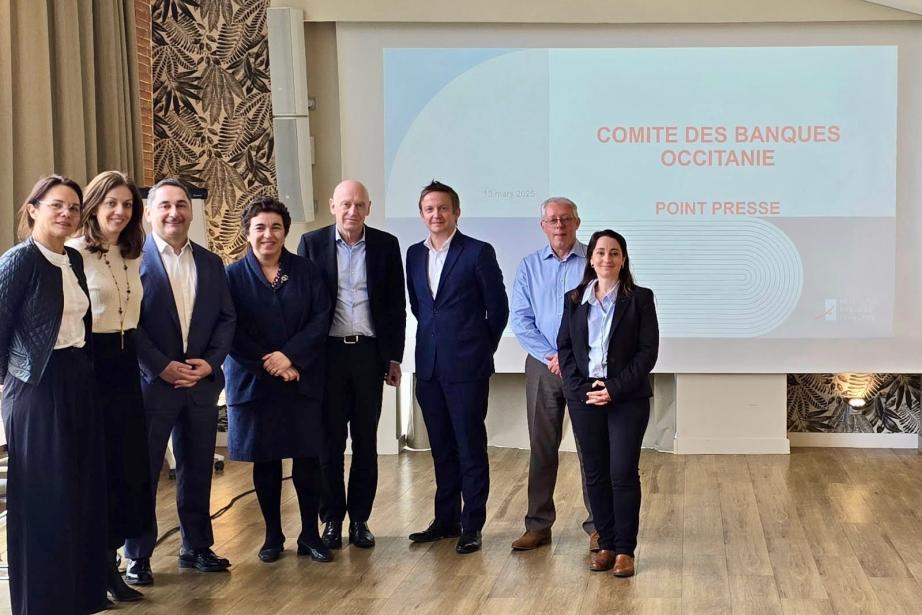 La réunion s’est tenue le jeudi 13 mars 2025 en présence du bureau local, de Christophe Le Pape , président FBF Occitanie et président de la Caisse d’Epargne Midi-Pyrénées et de Maya Atig, directrice générale de la Fédération bancaire française. (Photo Eloïse Mendy-Meli)