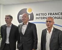 Grégoire Pigeon (directeur de l’ingénierie et de l’intégration de Meteo France International), Patrick Bénichou (fondateur et président de Meteo France International) et Jean-Sébastien Cases (directeur commercial et vice-président). (Photo : Dorian Alinaghi - Entreprises Occitanie)