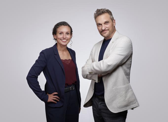 Charlène Davignon (directrice du site de PrintOclock) et Antoine Roux (le PDG). (Photo : Sylvain Gelineau)